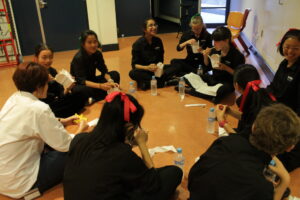 Students eating dinner